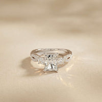 2.78 Ct Emerald Moissanite Pavé Rope Engagement Ring