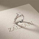 2.78 Ct Emerald Moissanite Pavé Rope Engagement Ring