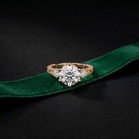 2.80 Ct Round Moissanite Vintage Milgrain Engagement Ring Rose Gold