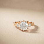 2.80 Ct Round Moissanite Vintage Milgrain Engagement Ring Rose Gold