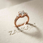 2.80 Ct Round Moissanite Vintage Milgrain Engagement Ring Rose Gold