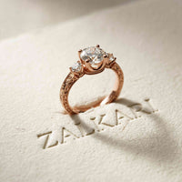 2.80 Ct Round Moissanite Vintage Milgrain Engagement Ring Rose Gold