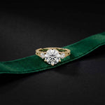 2.80 Ct Round Moissanite Vintage Milgrain Engagement Ring Gold