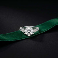 2.80 Ct Round Moissanite Vintage Milgrain Engagement Ring White
