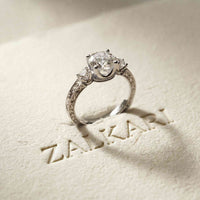 2.80 Ct Round Moissanite Vintage Milgrain Engagement Ring White