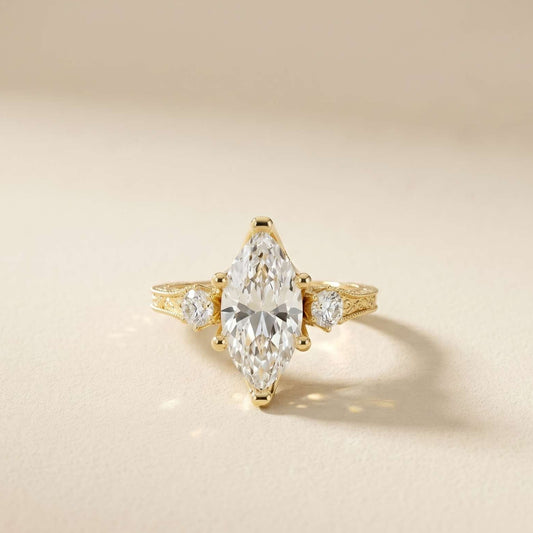2.80 Ct Marquise Moissanite Vintage-Inspired Engagement Ring