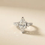 2.80 Ct Marquise Moissanite Vintage-Inspired Engagement Ring White