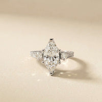 2.80 Ct Marquise Moissanite Vintage-Inspired Engagement Ring White