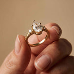 2.80 Ct Pear Moissanite Three Stone Engagement Ring Gold