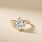 2.80 Ct Pear Moissanite Three Stone Engagement Ring Gold