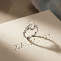2.80 Ct Pear Moissanite Three Stone Engagement Ring White