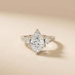 2.80 Ct Pear Moissanite Three Stone Engagement Ring White