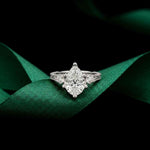 2.80 Ct Pear Moissanite Three Stone Engagement Ring White