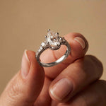 2.80 Ct Pear Moissanite Three Stone Engagement Ring White