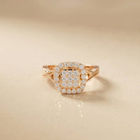 0.49 Ct Round Moissanite Halo Style Engagement Ring