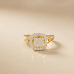 0.49 Ct Round Moissanite Halo Style Engagement Ring