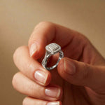 0.49 Ct Round Moissanite Halo Style Engagement Ring
