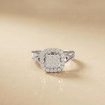 0.49 Ct Round Moissanite Halo Style Engagement Ring