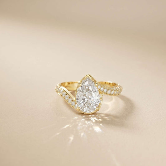 2.20 Ct Pear Moissanite Bypass Engagement Ring