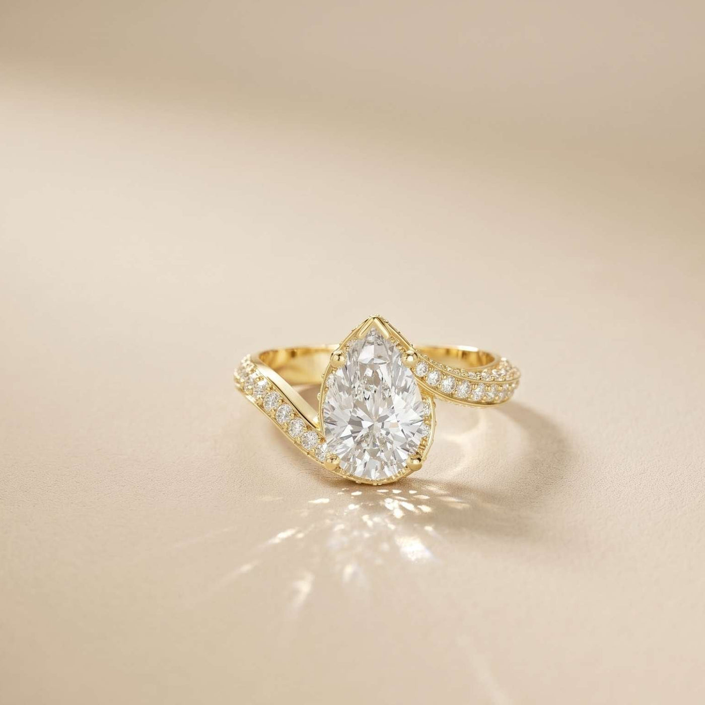 2.20 Ct Pear Moissanite Bypass Engagement Ring Gold