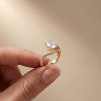 2.20 Ct Pear Moissanite Bypass Engagement Ring Gold