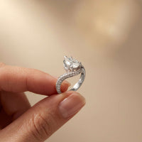 2.20 Ct Pear Moissanite Bypass Engagement Ring White