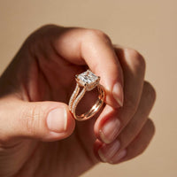 2.14 Ct Asscher Moissanite Hidden Halo Engagement Ring