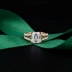 2.14 Ct Asscher Moissanite Hidden Halo Engagement Ring
