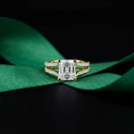 2.14 Ct Asscher Moissanite Hidden Halo Engagement Ring