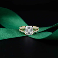 2.14 Ct Asscher Moissanite Hidden Halo Engagement Ring