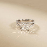 2.14 Ct Asscher Moissanite Hidden Halo Engagement Ring