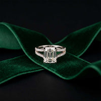 2.06 Ct Emerald Moissanite Solitaire Engagement Ring