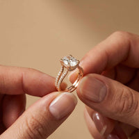 2.14 Ct Oval Moissanite Secret Halo Engagement Ring