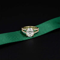 2.14 Ct Oval Moissanite Secret Halo Engagement Ring