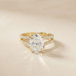 2.14 Ct Oval Moissanite Secret Halo Engagement Ring