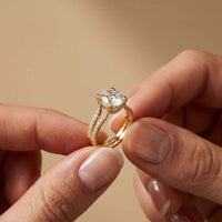 2.14 Ct Oval Moissanite Secret Halo Engagement Ring
