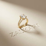 2.14 Ct Oval Moissanite Secret Halo Engagement Ring