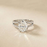 2.14 Ct Oval Moissanite Secret Halo Engagement Ring