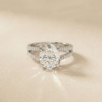 2.14 Ct Oval Moissanite Secret Halo Engagement Ring