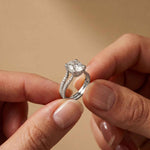 2.14 Ct Oval Moissanite Secret Halo Engagement Ring