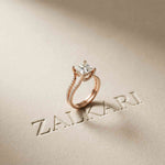 2.13 Ct Princess Moissanite Pavé Engagement Ring