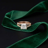 2.13 Ct Princess Moissanite Pavé Engagement Ring