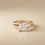 2.13 Ct Princess Moissanite Pavé Engagement Ring