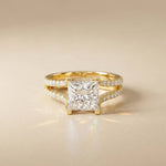 2.13 Ct Princess Moissanite Pavé Engagement Ring