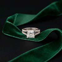 2.13 Ct Princess Moissanite Pavé Engagement Ring
