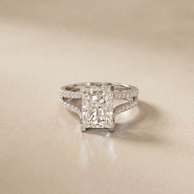 2.01 Ct Radiant Moissanite Dainty Pavé Engagement Ring