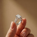 2.01 Ct Radiant Moissanite Dainty Pavé Engagement Ring