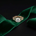 2.14 Ct Round Moissanite Pavé Split Shank Engagement Ring