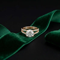2.14 Ct Round Moissanite Pavé Split Shank Engagement Ring