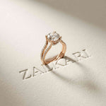 2.14 Ct Round Moissanite Pavé Split Shank Engagement Ring